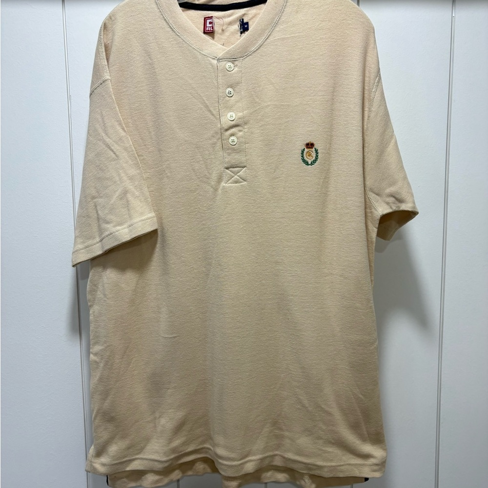 Vtg Chaps Ralph Lauren Mens Short Sleeve Thermal Henley Shirt 100% Cotton Medium